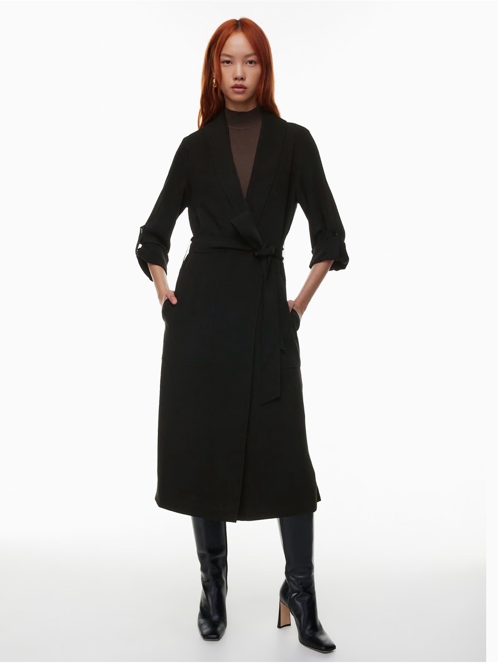 Aritzia Babaton Kahlo Robe Duster Coat Jacket Black - Size S